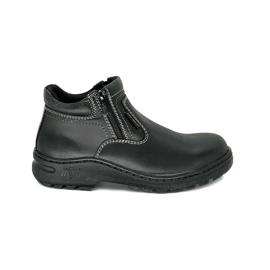 "Black Hammer 2000 Series Safety Shoes - BH 2885: Steel Toe Cap, Steel Midsole, Oil Resistant Sole, Genuine Leather. EN 12568 certified for impact & compression resistance. Durable protection for industrial environments."