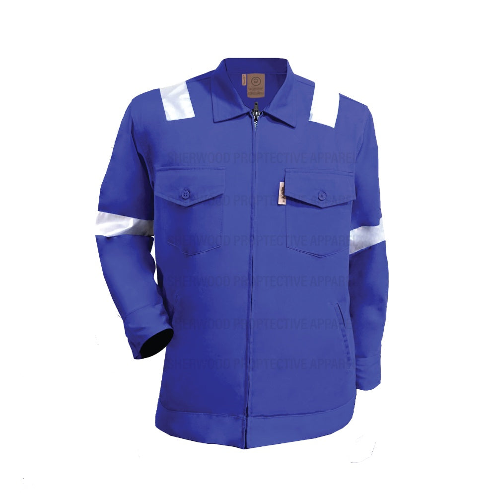 Tulen Cotton Jacket Workshop Workwear With Reflector - BLACK SAFE OUTLET