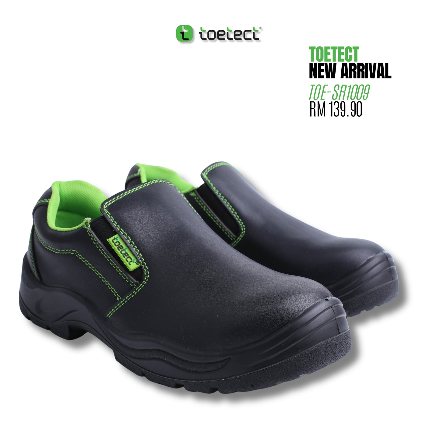 TOETECT | TOE-SR1009 Men Low Cut Slip-on Safety Shoes - BLACK SAFE OUTLET
