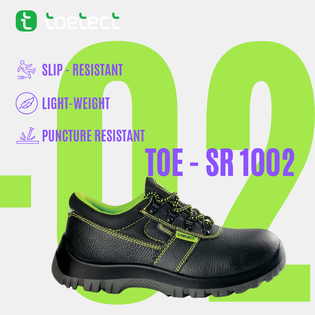 TOETECT | TOE-SR1002 Men Low Cut Lace-up Safety Boots - BLACK SAFE OUTLET