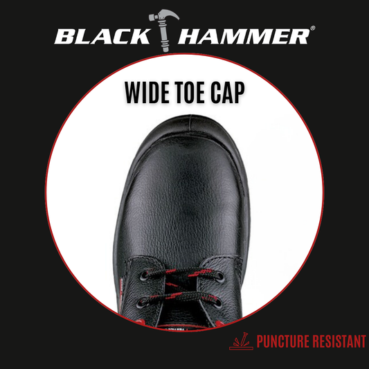 Black Hammer Men Low Cut with Shoelace Safety Shoe BH-1506-BI - BLACK SAFE OUTLET