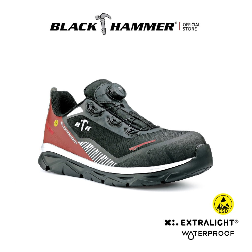 BLACK HAMMER Pro Series Men Low Cut Waterproof ESD Extralight Safety Shoe BHS-22003 - BLACK SAFE OUTLET