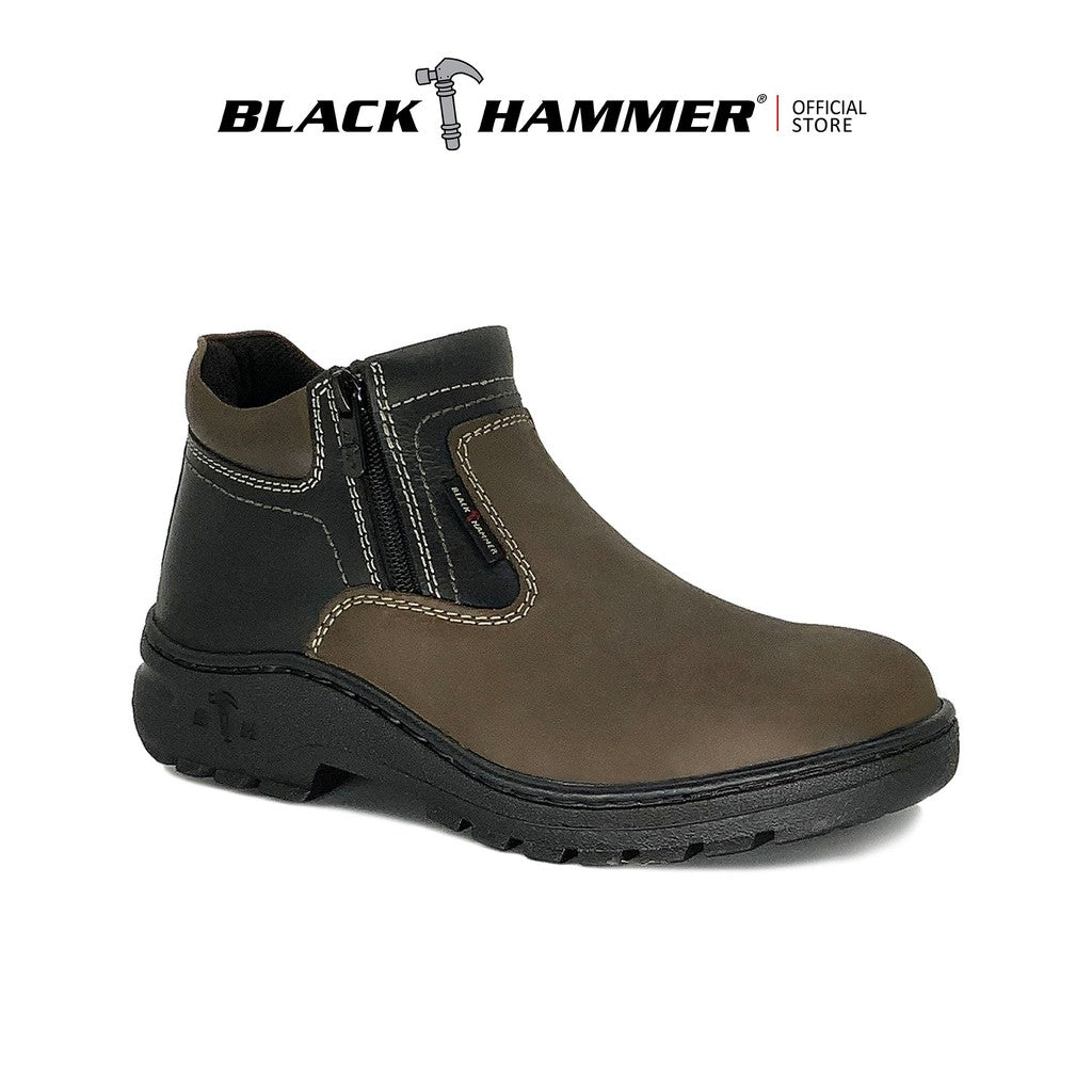 "Black Hammer 2000 Series Safety Shoes - BH 2885: Steel Toe Cap, Steel Midsole, Oil Resistant Sole, Genuine Leather. EN 12568 certified for impact & compression resistance. Durable protection for industrial environments."