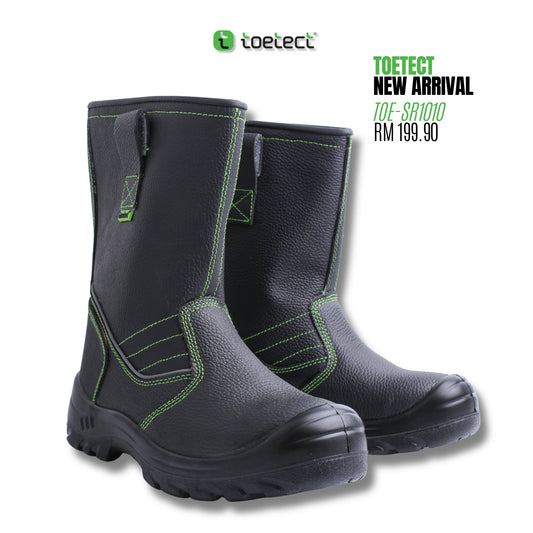 TOETECT | TOE-SR1010 Men High Cut Slip-On Safety Boots - BLACK SAFE OUTLET