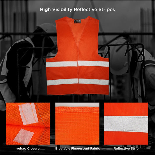 Black Hammer High Visibility Reflective Safety Vest B - BLACK SAFE OUTLET