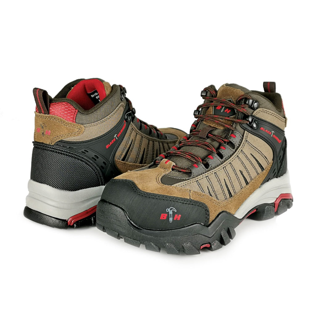 Black Hammer Trek II Men Mid Cut Safety Shoes BHS201604 - BLACK SAFE OUTLET