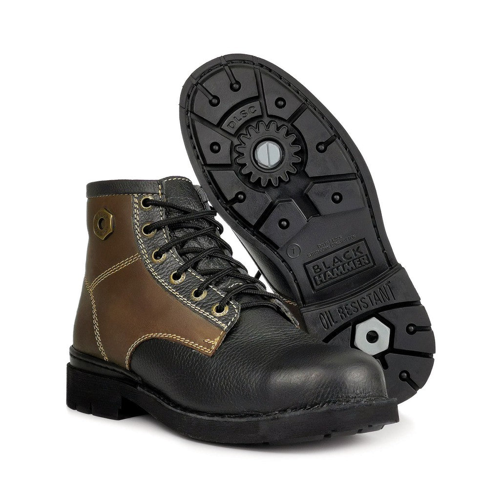 Black Hammer Men 4000 Series Mid Cut Safety Shoes BH 4892 - BLACK SAFE OUTLET