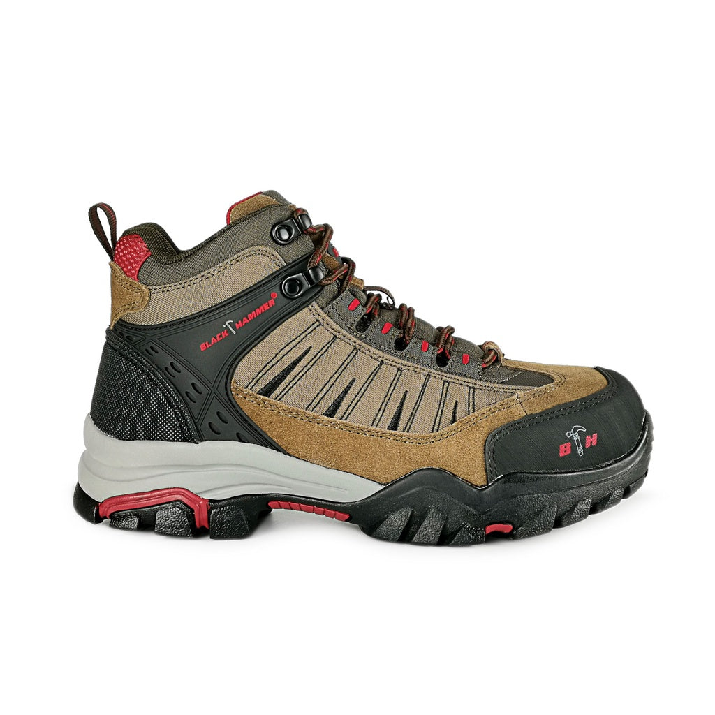 Black Hammer Trek II Men Mid Cut Safety Shoes BHS201604 - BLACK SAFE OUTLET