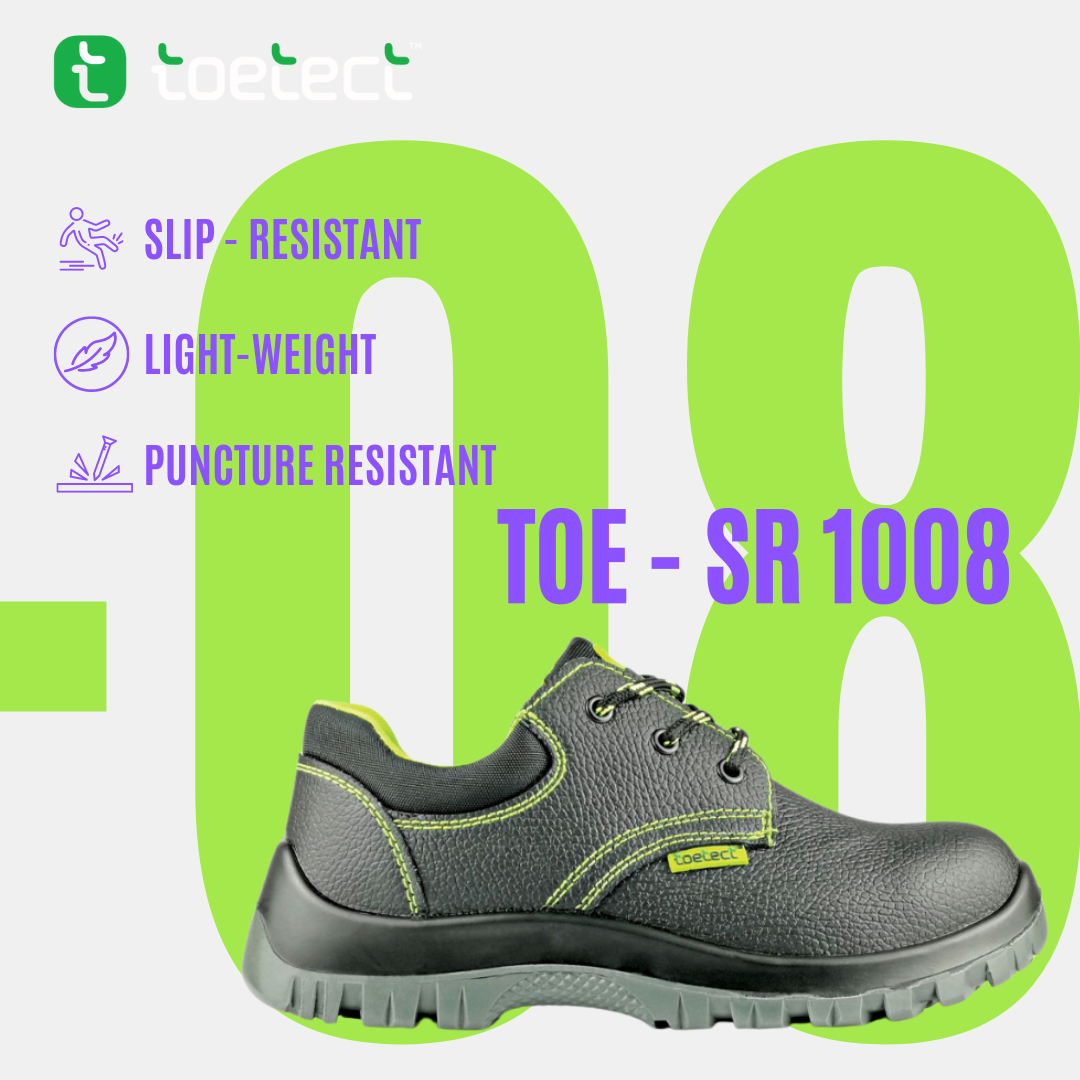 TOETECT | TOE-SR1008 Men Low Cut Lace-up Safety Shoes - BLACK SAFE OUTLET