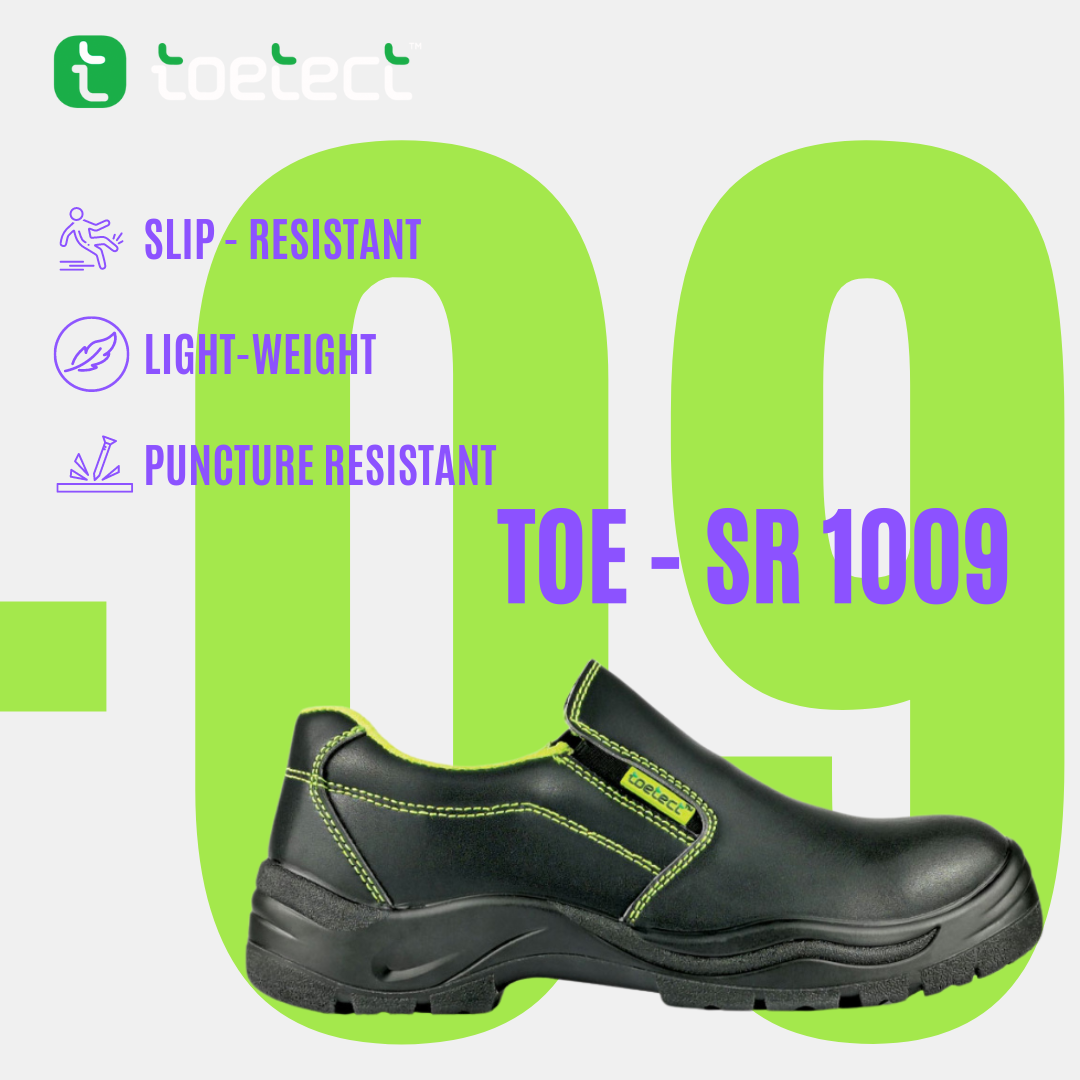 TOETECT | TOE-SR1009 Men Low Cut Slip-on Safety Shoes - BLACK SAFE OUTLET