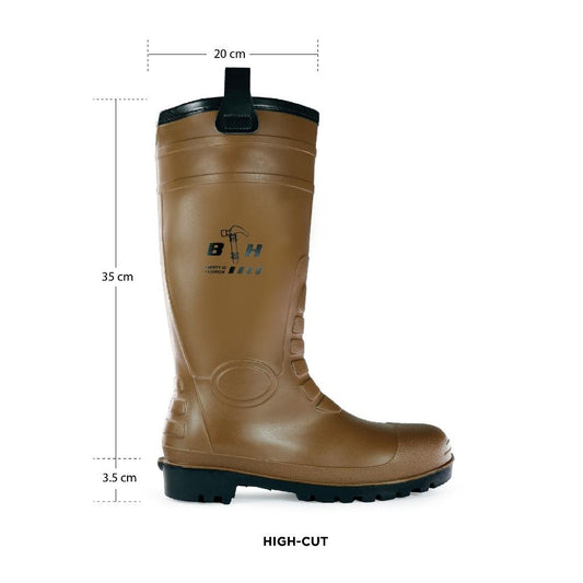 Black Hammer Safety Rain Boots 35cm with Steel Toe Cap and Steel Midsole BH(LL5)