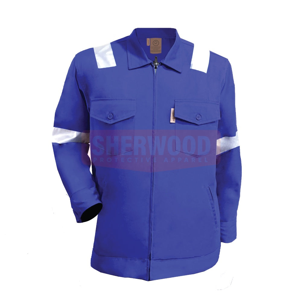 Tulen Cotton Jacket Workshop Workwear With Reflector - BLACK SAFE OUTLET