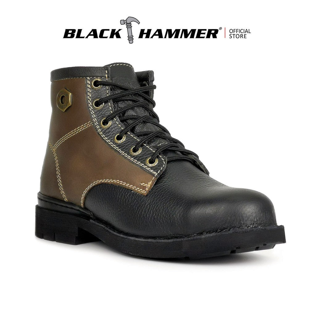 Black Hammer Men 4000 Series Mid Cut Safety Shoes BH 4892 - BLACK SAFE OUTLET