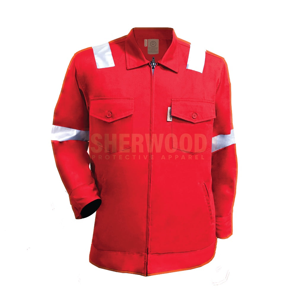 Tulen Cotton Jacket Workshop Workwear With Reflector - BLACK SAFE OUTLET