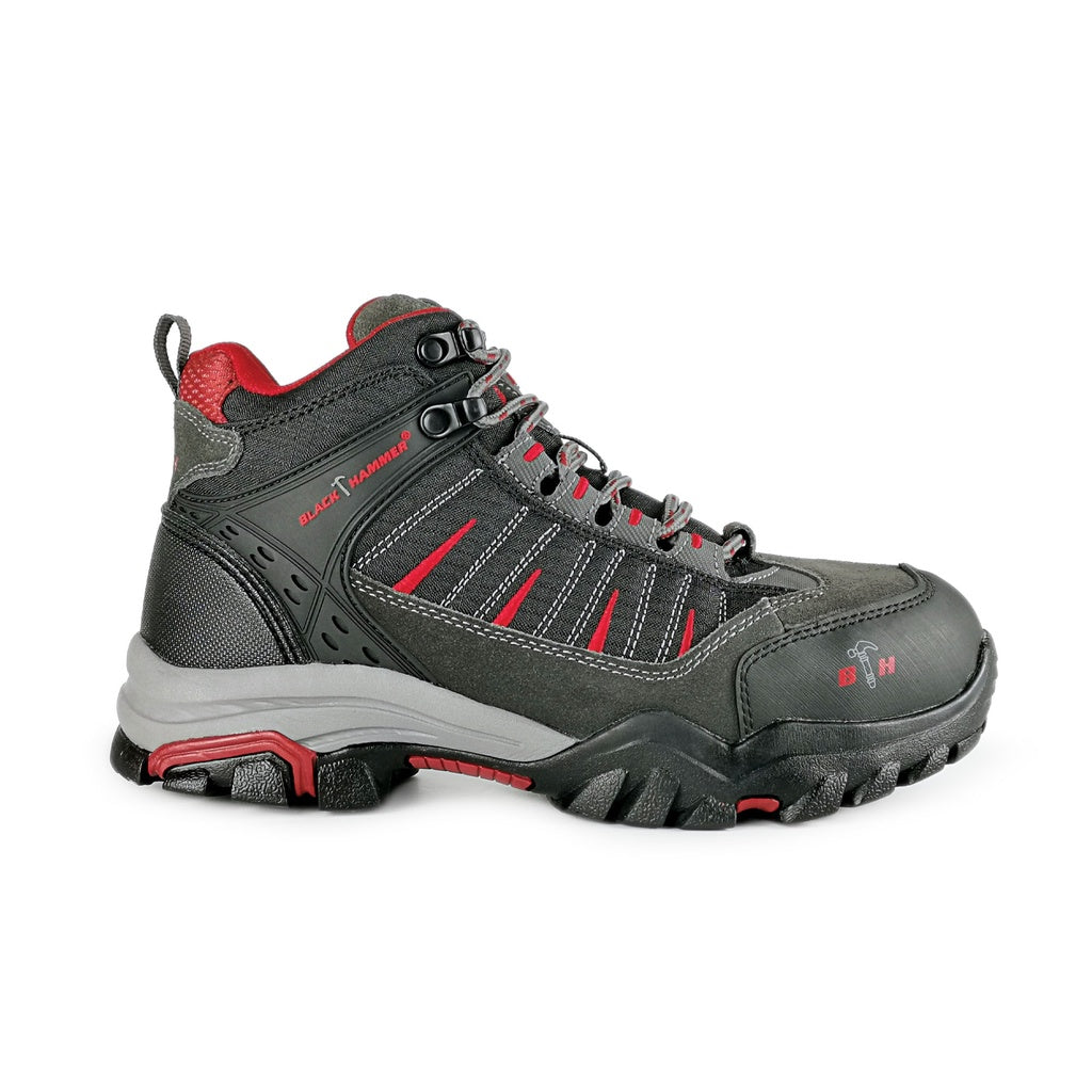 Black Hammer Trek II Men Mid Cut Safety Shoes BHS201604 - BLACK SAFE OUTLET