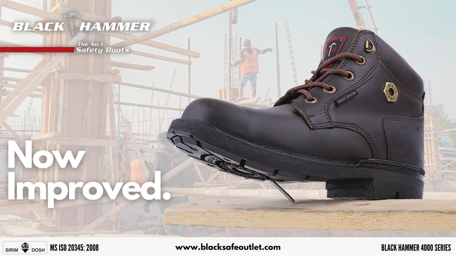Black Hammer SIRIM & DOSH Approved Safety Shoes Malaysia