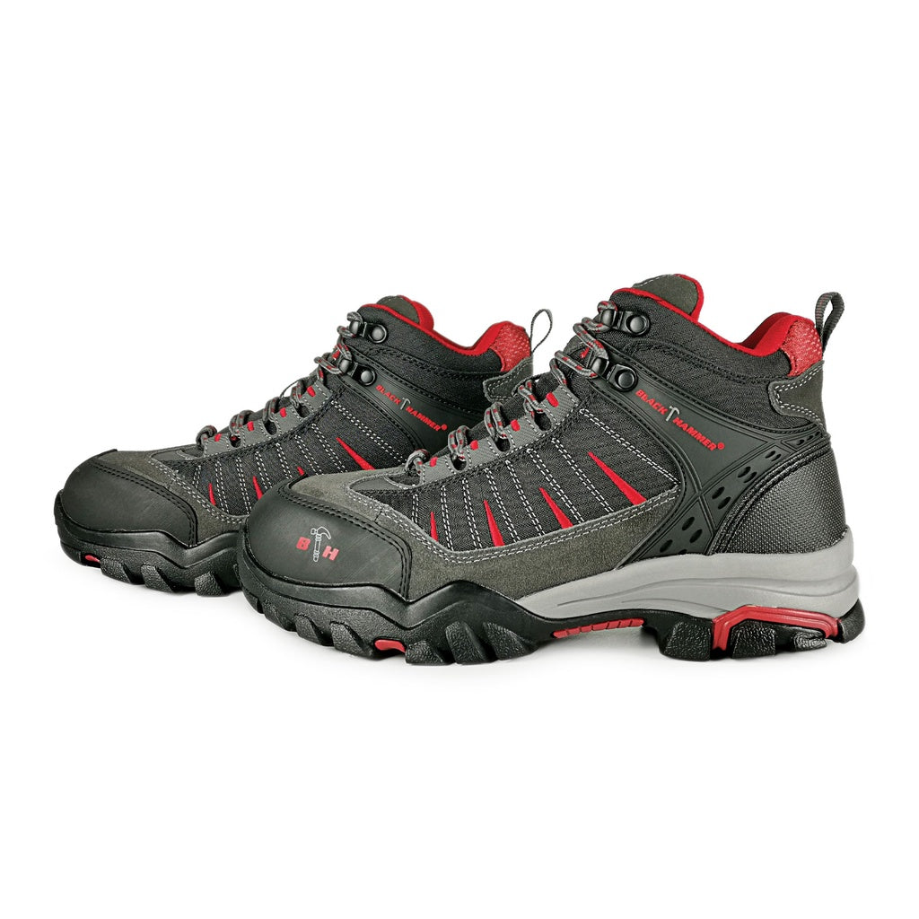 Black Hammer Trek II Men Mid Cut Safety Shoes BHS201604 - BLACK SAFE OUTLET
