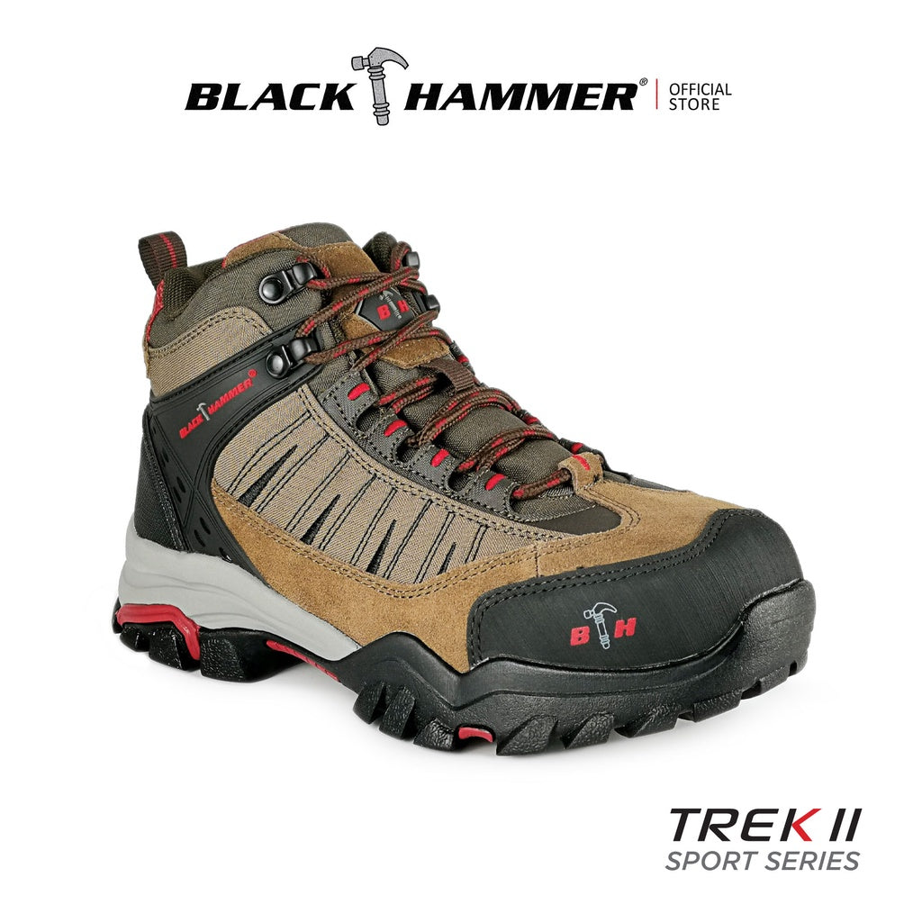 Black Hammer Trek II Men Mid Cut Safety Shoes BHS201604 - BLACK SAFE OUTLET