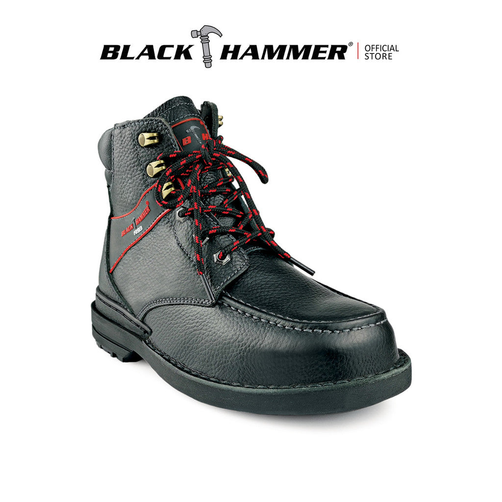 Black Hammer Men Mid Cut with Shoelace Safety Shoe BHS-26619 - BLACK SAFE OUTLET