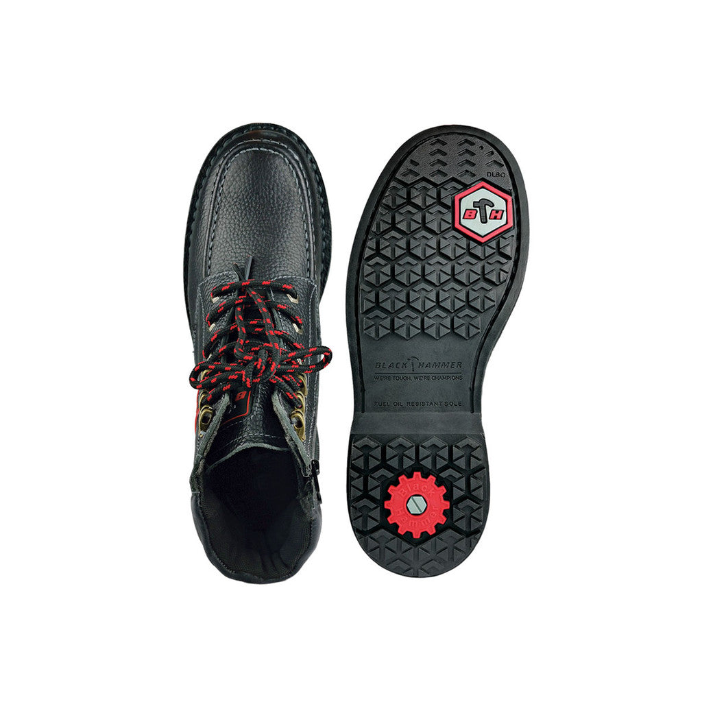 Black Hammer Men Mid Cut with Shoelace Safety Shoe BHS-26619 - BLACK SAFE OUTLET