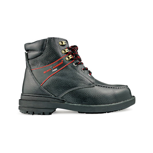 Black Hammer Men Mid Cut with Shoelace Safety Shoe BHS-26619 - BLACK SAFE OUTLET
