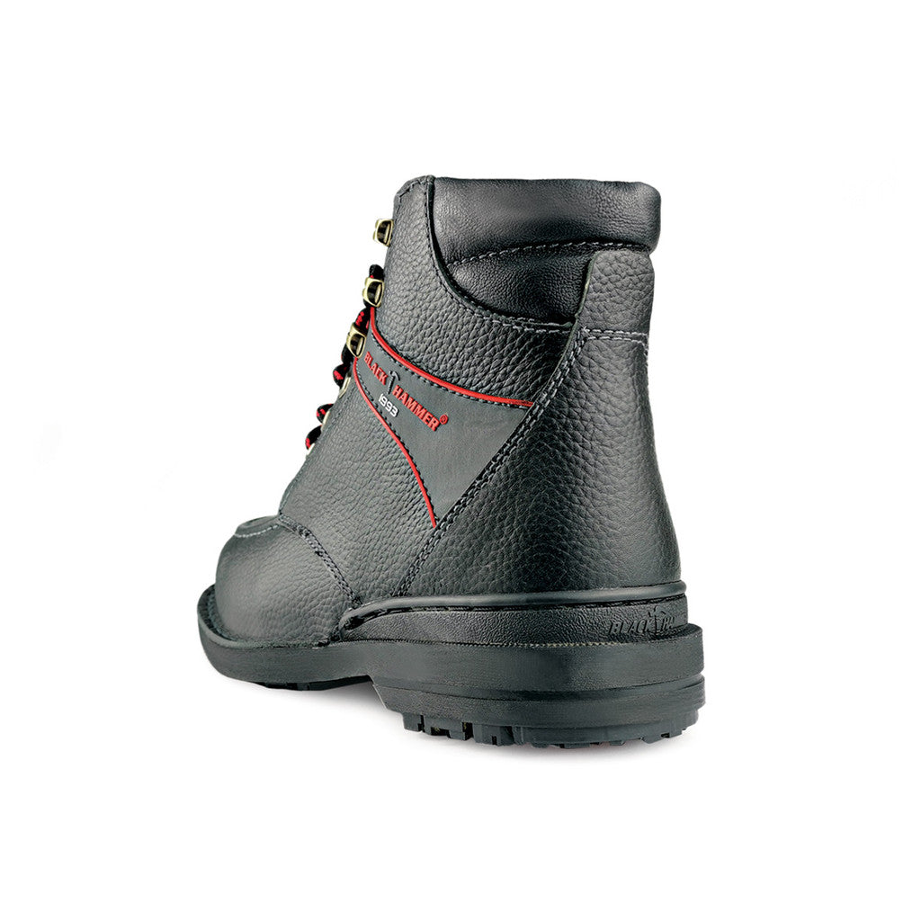 Black Hammer Men Mid Cut with Shoelace Safety Shoe BHS-26619 - BLACK SAFE OUTLET