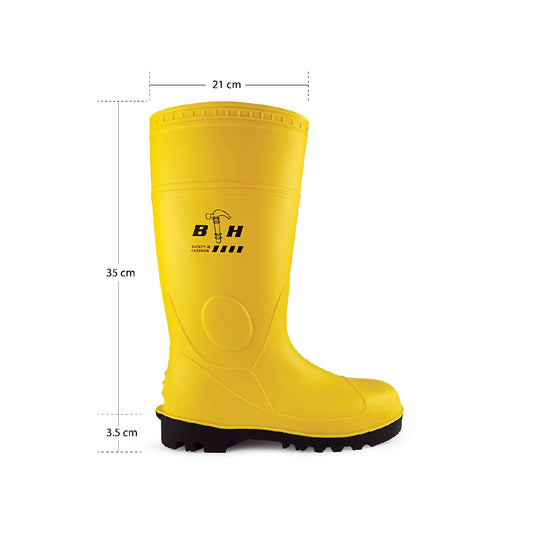 Black Hammer Safety Rain Boots with Steel Toe Cap and Steel Midsole BH(LL2)Yellow - BLACK SAFE OUTLET
