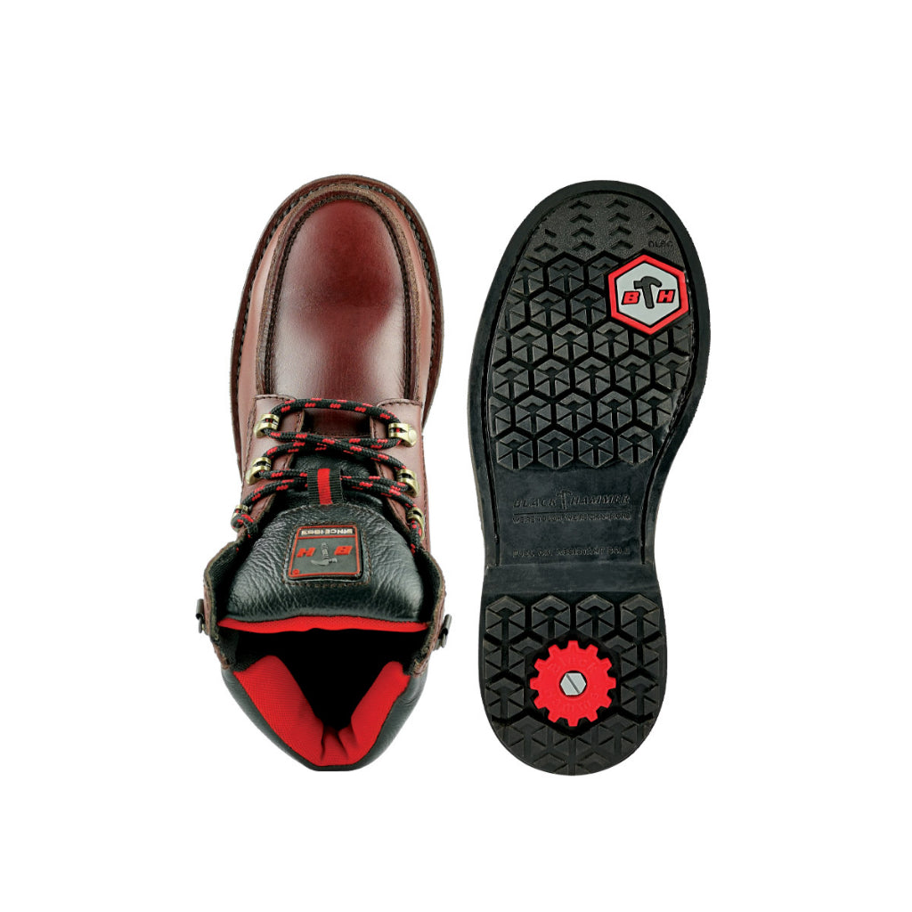 Black Hammer Men Mid Cut with Shoelace Safety Shoe BHS26614 - BLACK SAFE OUTLET