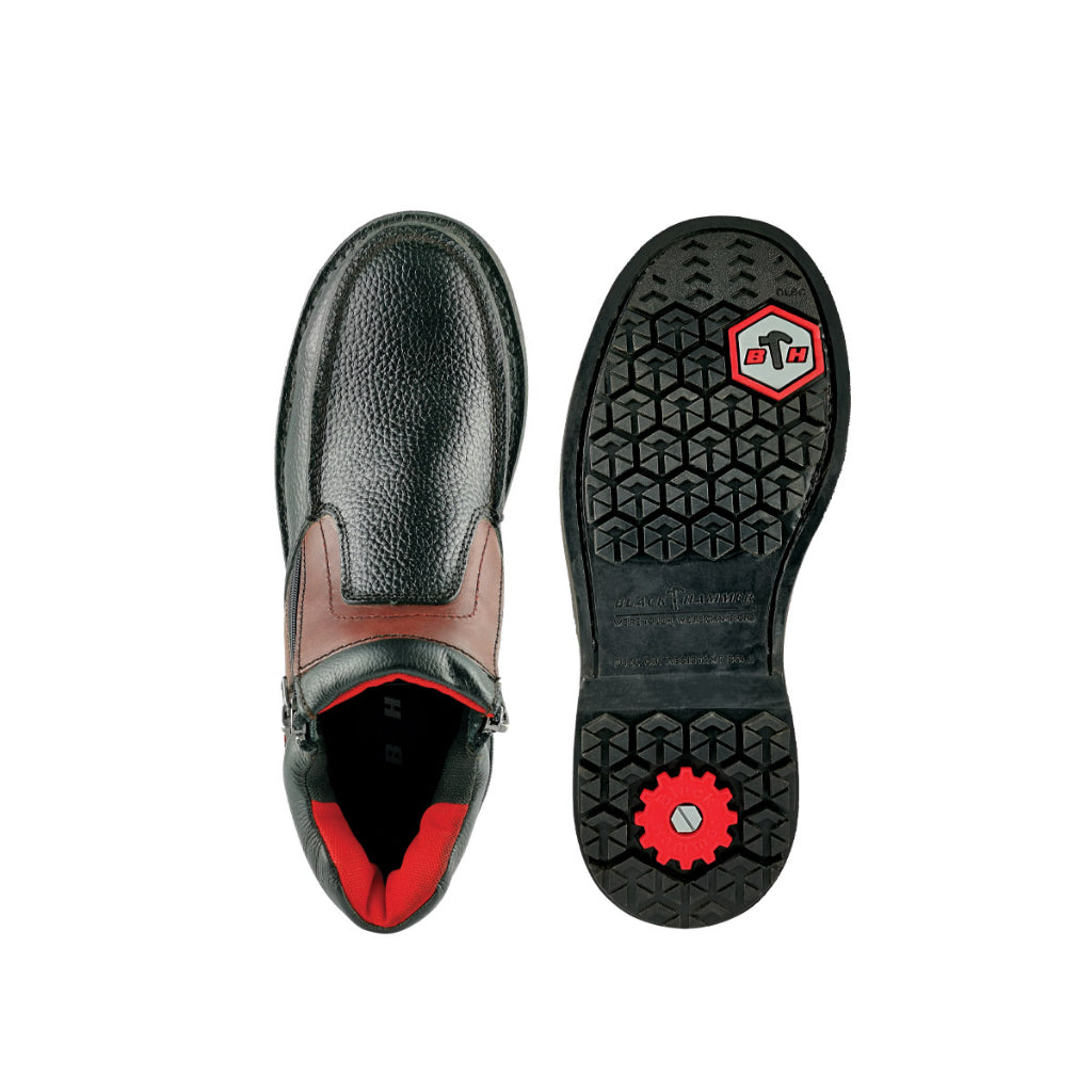 Black Hammer Men Mid Cut with Double Zip Safety Shoe BHS26611