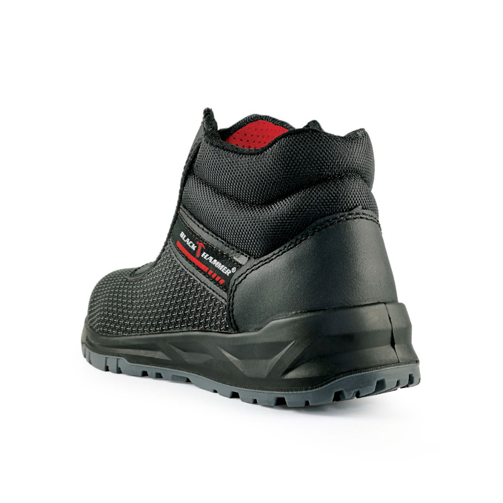 Black Hammer Men Sport Series Mid Cut with Fast Lock Safety Shoes BH-1503-BI