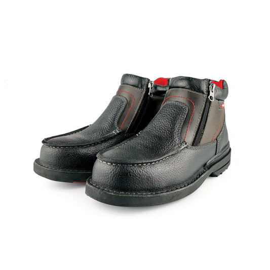 Black Hammer Men Mid Cut with Double Zip Safety Shoe BHS26611 - BLACK SAFE OUTLET