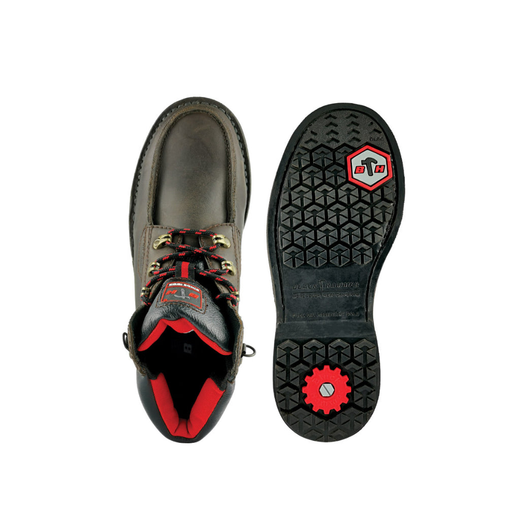 Black Hammer Men Mid Cut with Shoelace Safety Shoe BHS26614 - BLACK SAFE OUTLET