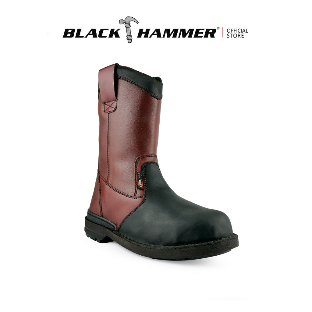 Black Hammer Men High Cut Slip On Safety Shoe BHS26617 - BLACK SAFE OUTLET