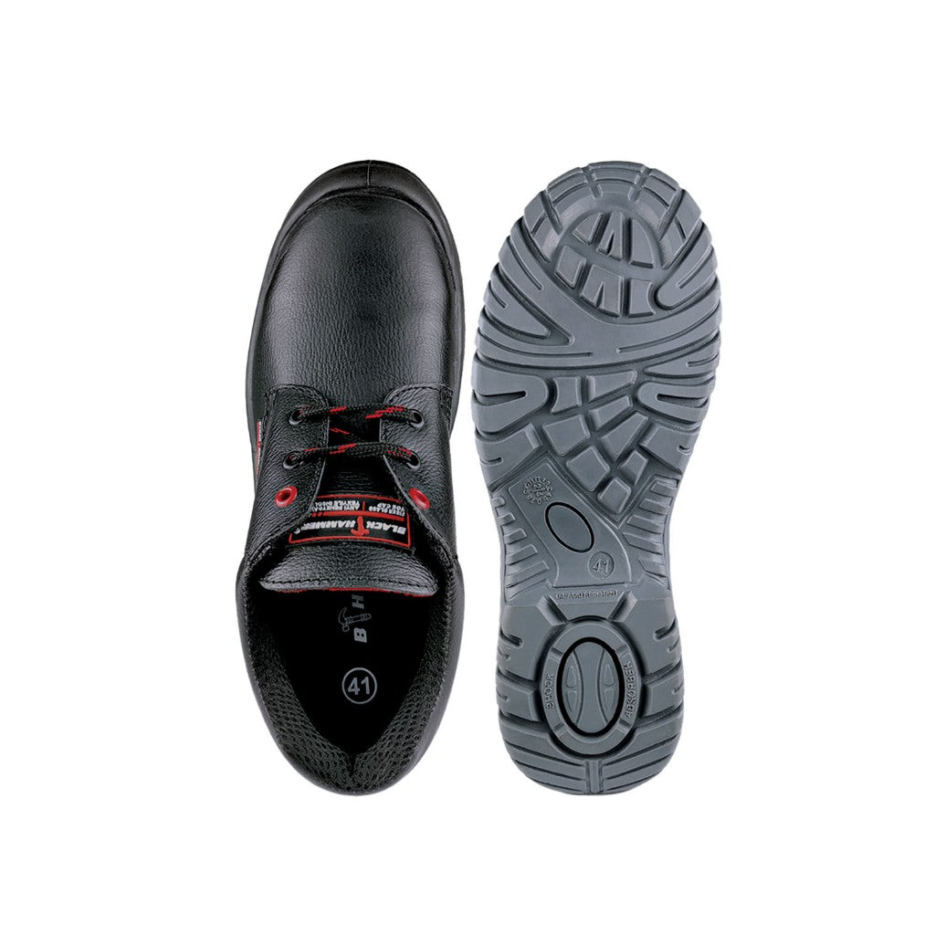 Black Hammer Men Low Cut with Shoelace Safety Shoe BH-1506-BI - BLACK SAFE OUTLET
