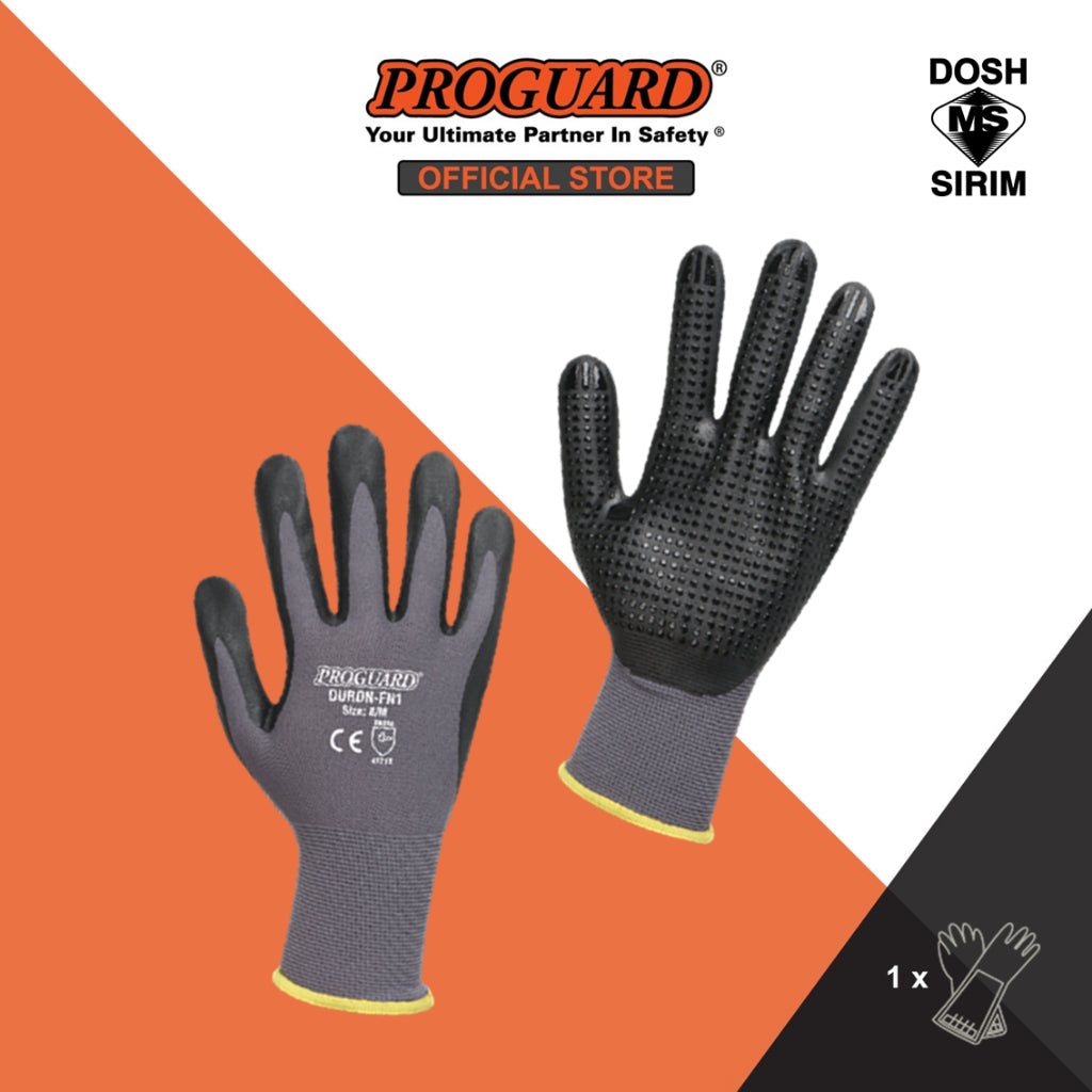 Proguard Duron Microfoam Coated Grip Glove General Glove Excellent Grip Glove Grip Glove Comfortable Grip Glove - BLACK SAFE OUTLET