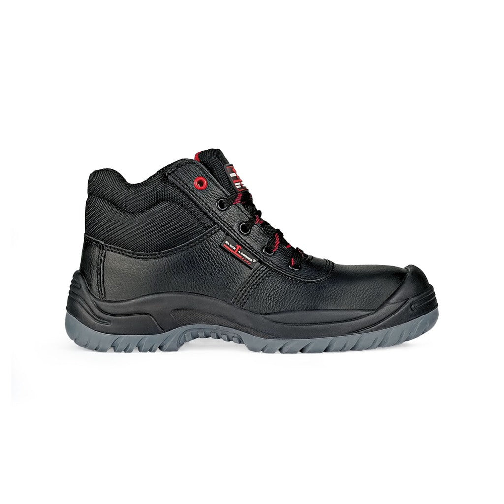 Black Hammer Men Mid Cut with Shoelace Safety Shoe BH-1508-BI