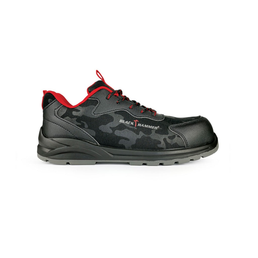 Black Hammer Men Sport Series Low Cut Safety Shoes BHS201627 - BLACK SAFE OUTLET