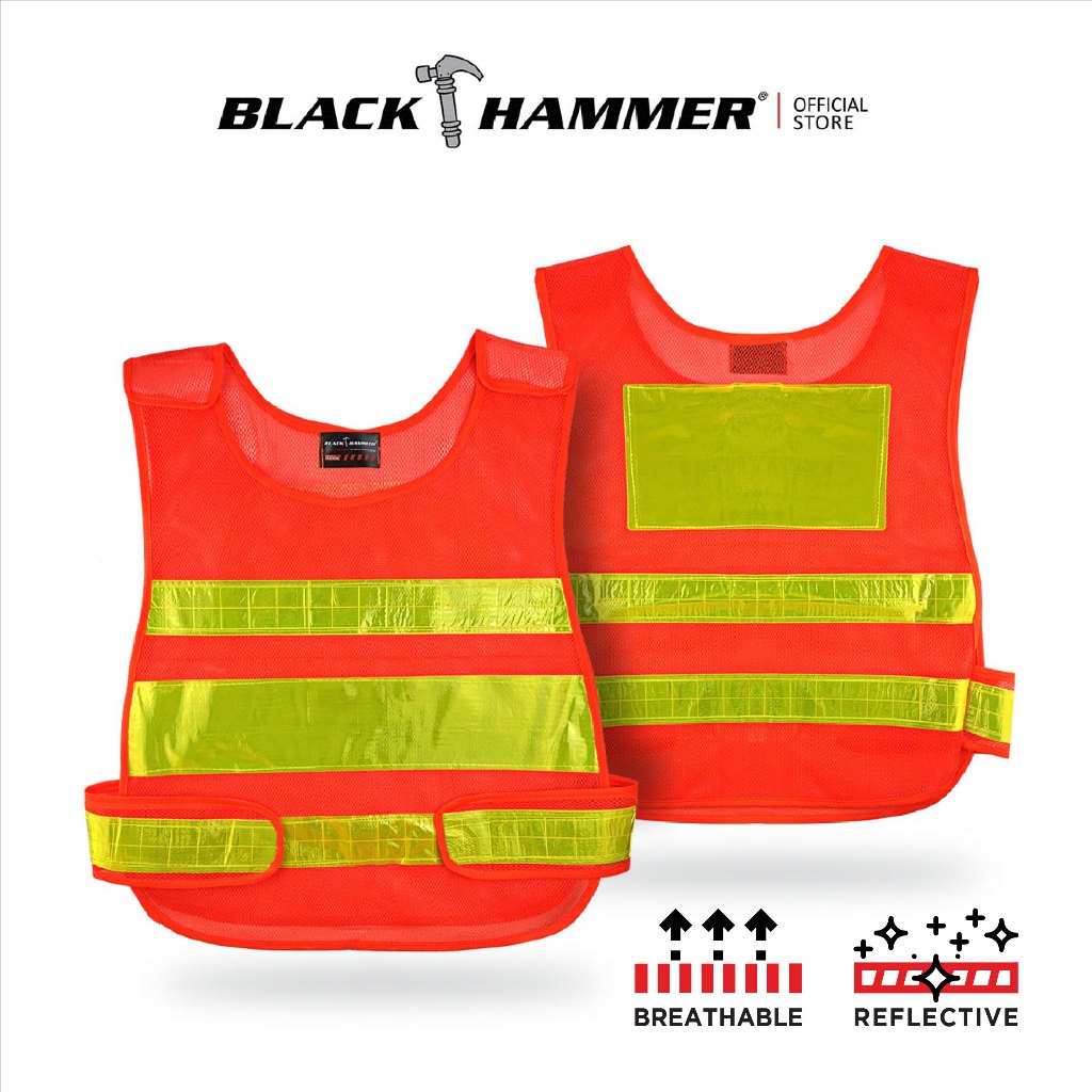Black Hammer High Visibility Reflective Safety Vest A - BLACK SAFE OUTLET