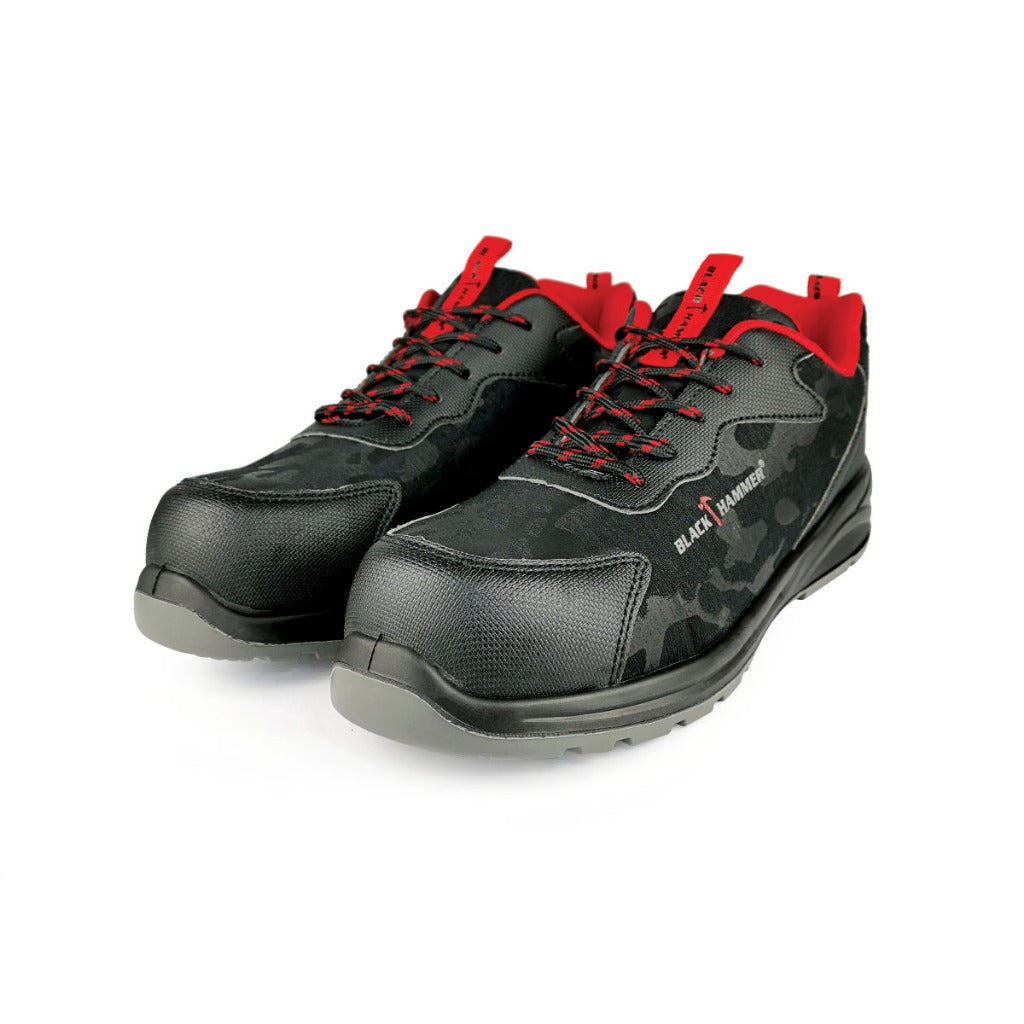 Black Hammer Men Sport Series Low Cut Safety Shoes BHS201627 - BLACK SAFE OUTLET