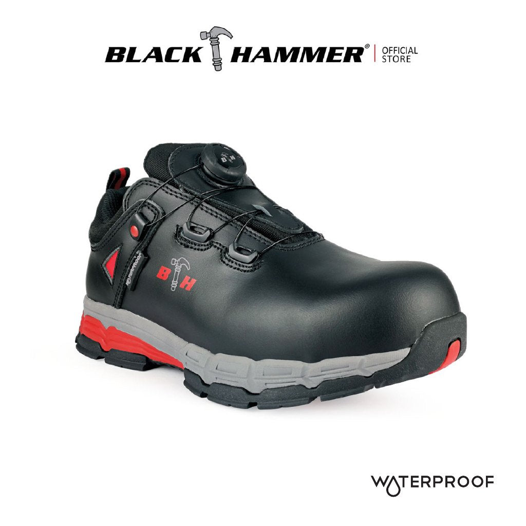 Black Hammer Pro Series Men Waterproof Low Cut with Fastlock Safety Shoe BH-1106-RS - BLACK SAFE OUTLET