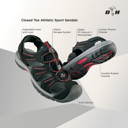 Black Hammer Men Walking Sandals BHC-201712-SD - BLACK SAFE OUTLET