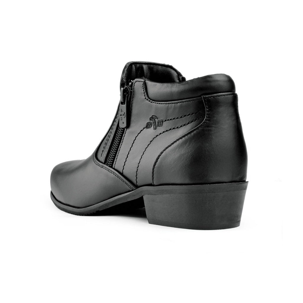 Black Hammer Women Formal Mid Cut with Double Zip Shoes BH3854-YM - BLACK SAFE OUTLET