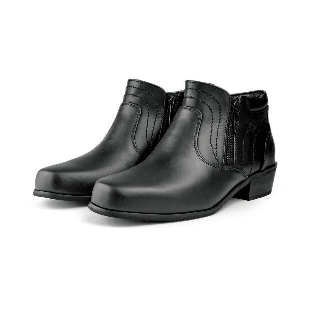 Black Hammer Women Formal Mid Cut with Double Zip Shoes BH3854-YM - BLACK SAFE OUTLET