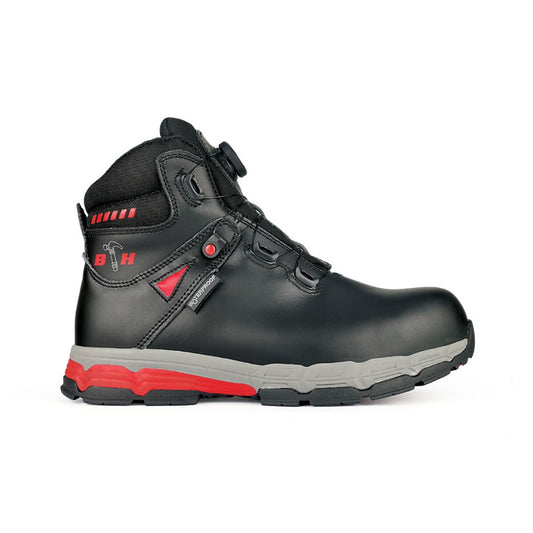 BLACK HAMMER Pro Series Men Waterproof Mid Cut with Fastlock Safety Shoe BH-1107-RS - BLACK SAFE OUTLET