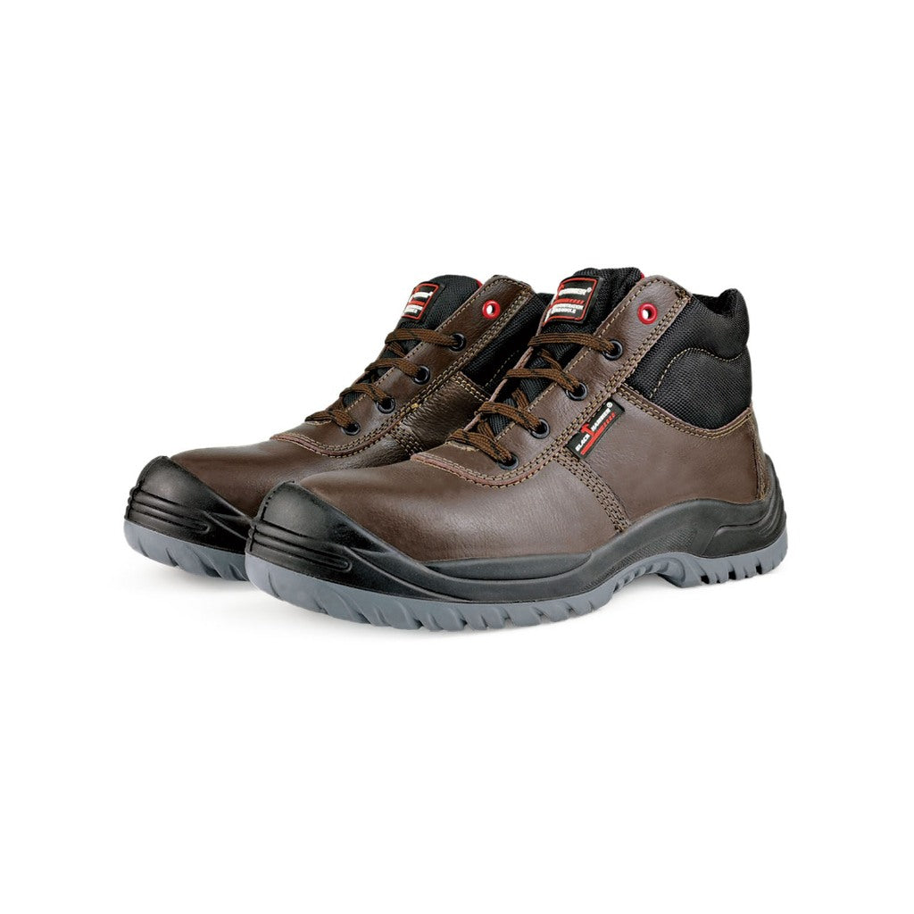 Black Hammer Men Mid Cut with Shoelace Safety Shoe BH-1508-BI
