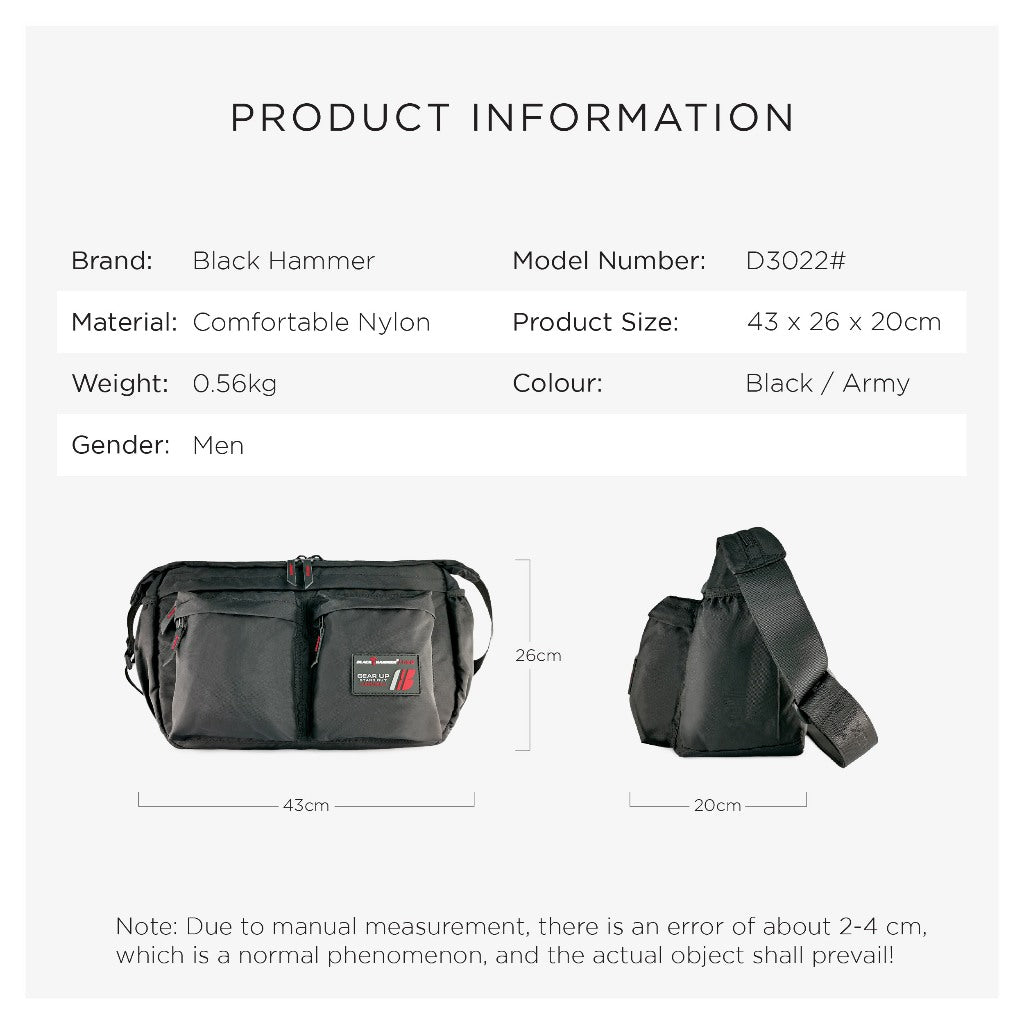 Black Hammer Men Crossbody Bag D3022
