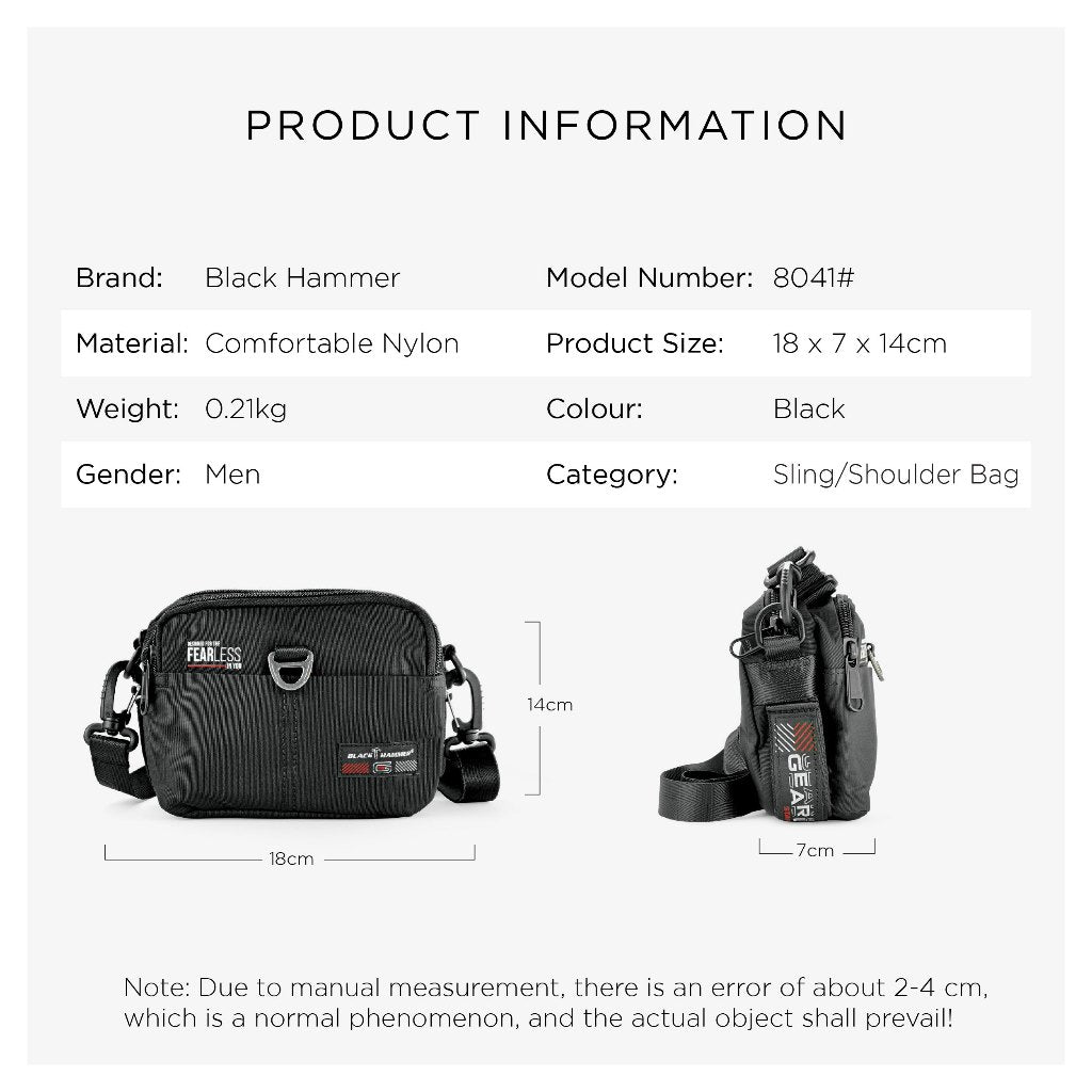 Black Hammer Men Waist Bag 8041