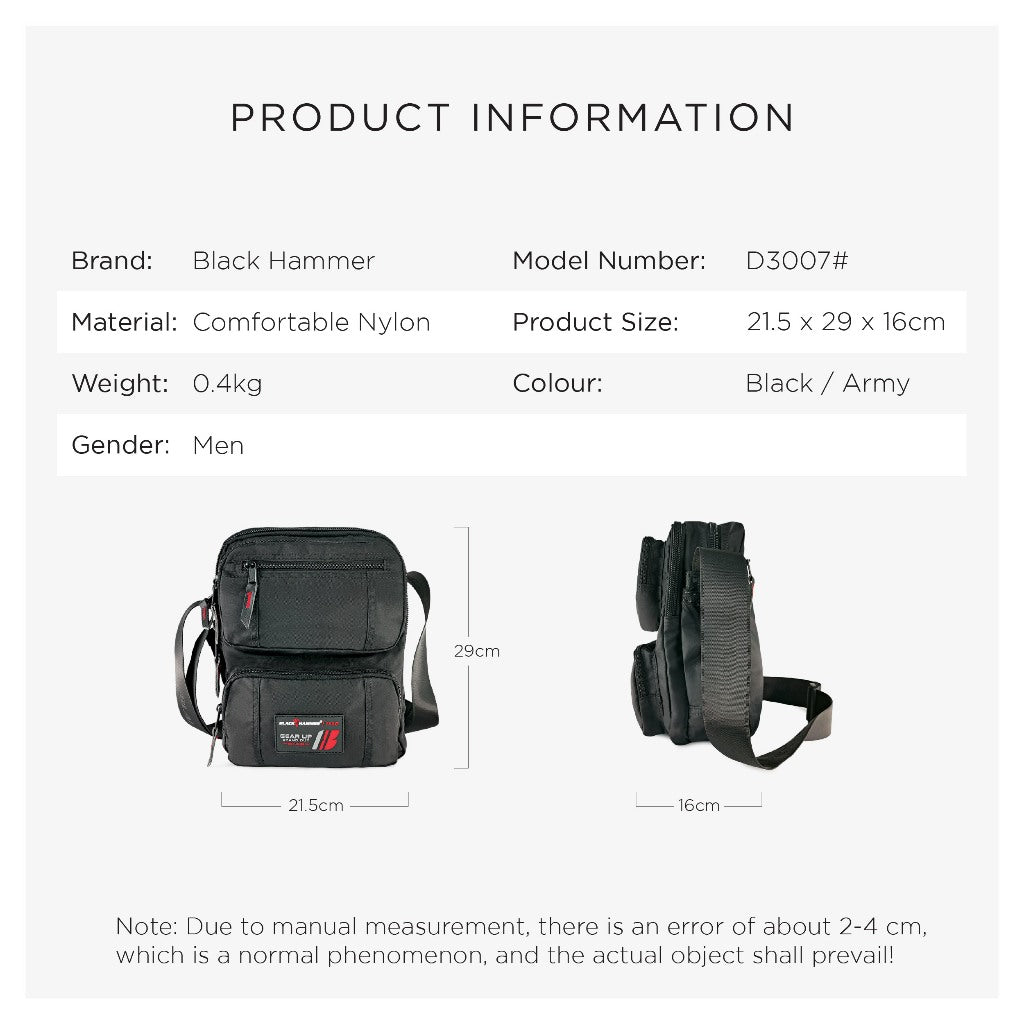 Black Hammer Men Sling Bag D3007