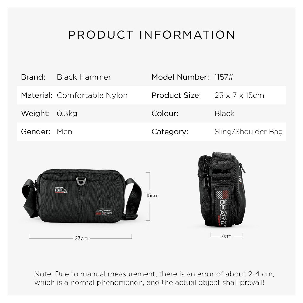 Black Hammer Men Waist Bag 1157