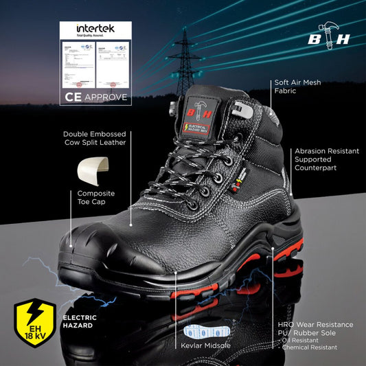Black Hammer Electric Hazard Safety Shoes. ASTM F2413-18